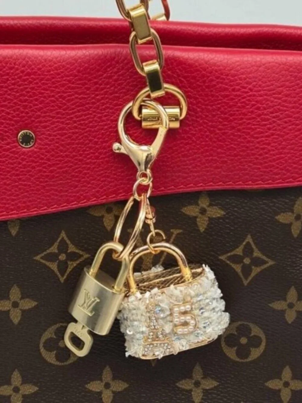 Authentic Louis Vuitton Lock & Key Gold ✨ Unbranded Keychain Bag Charm LV